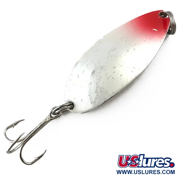Vintage  Seneca Little Cleo (Hula Girl), 2/3oz White Pearl / Red / Nickel fishing spoon #5074