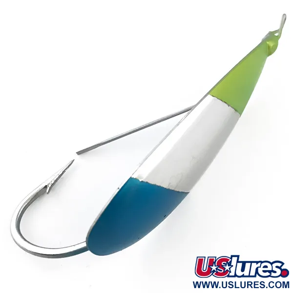 Vintage   Weedless Johnson Silver Minnow, 2/5oz Nickel / Blue / Green fishing spoon #5078