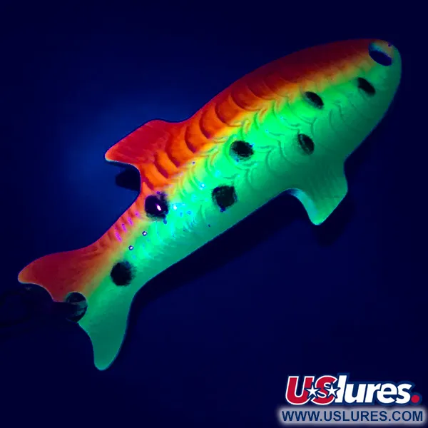 Vintage  Acme Phoebe UV, 1/8oz Rainbow Trout / Nickel fishing spoon #5083