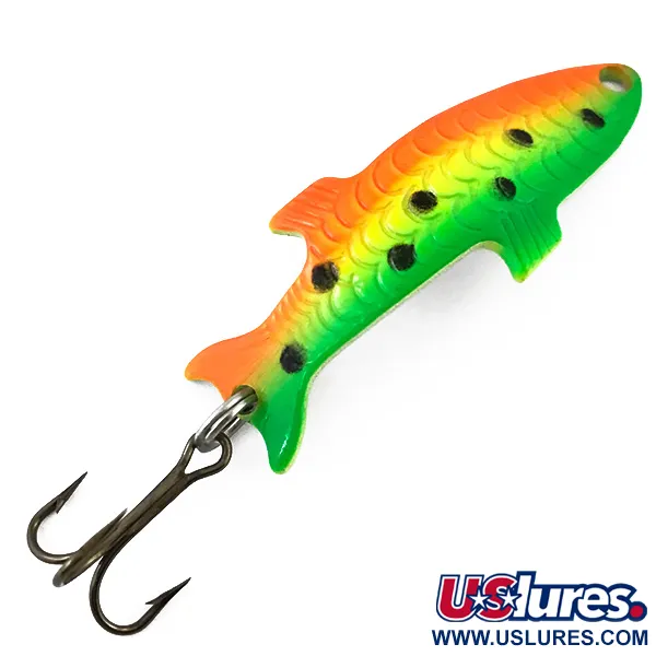 Vintage  Acme Phoebe UV, 1/8oz Rainbow Trout / Nickel fishing spoon #5083