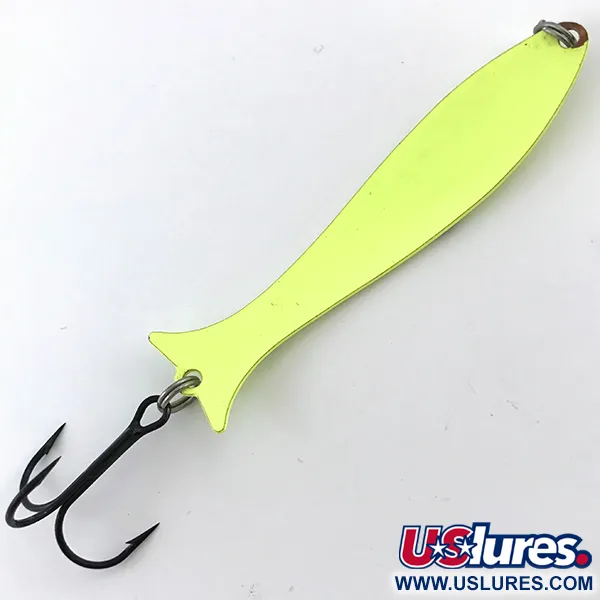 Vintage  Williams Mooselook wobbler, 1/4oz Fluorescent Yellow / Black fishing spoon #5086