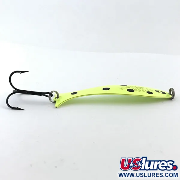 Vintage  Williams Mooselook wobbler, 1/4oz Fluorescent Yellow / Black fishing spoon #5086
