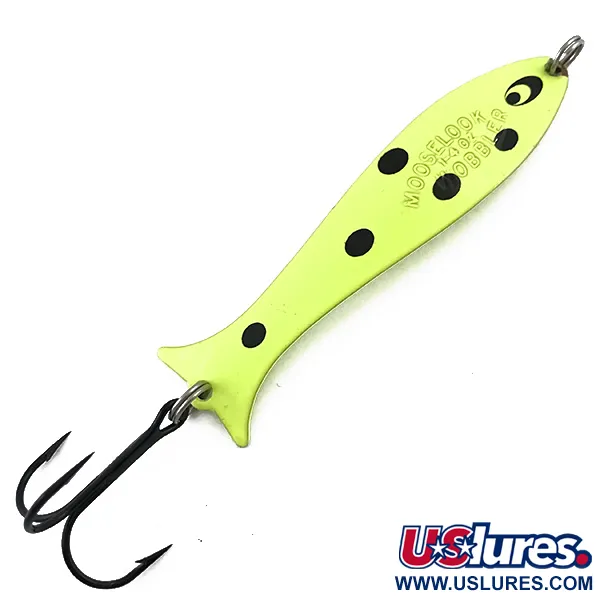 Vintage  Williams Mooselook wobbler, 1/4oz Fluorescent Yellow / Black fishing spoon #5086