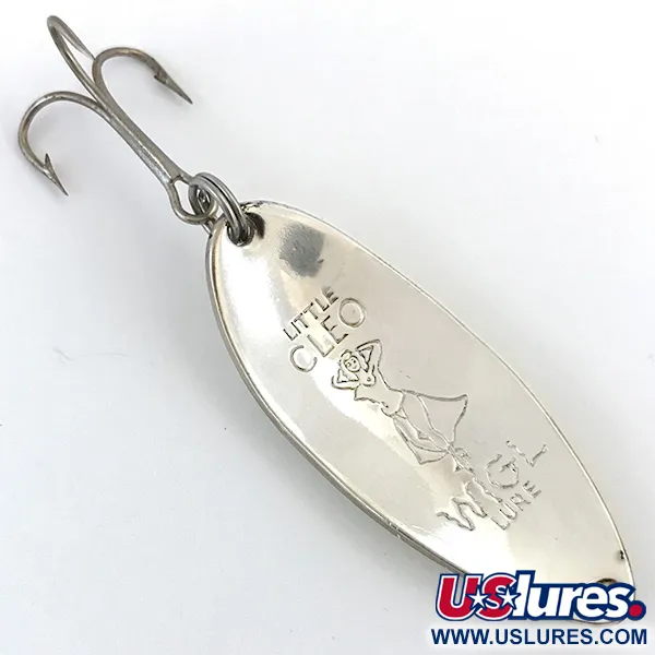 Vintage  Seneca Little Cleo (Hula Girl) Glow, 1/2oz White / Orange / Nickel fishing spoon #5091