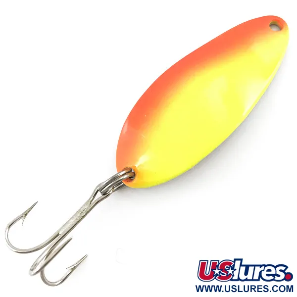 Vintage  Seneca Little Cleo (Hula Girl) UV, 1/3oz Yellow / Orange / Nickel fishing spoon #5092