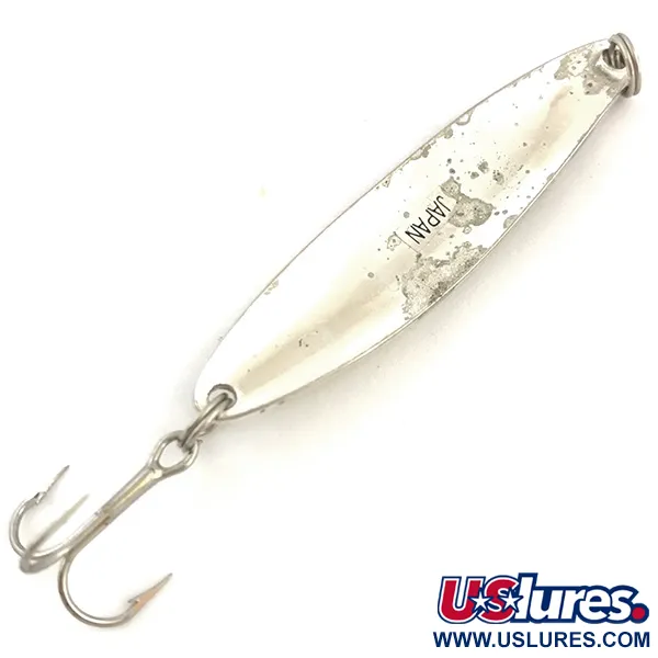 Vintage   Stanley Jigs, 3/16oz Silver Plated / Rainbow Hologram / Red fishing spoon #5121