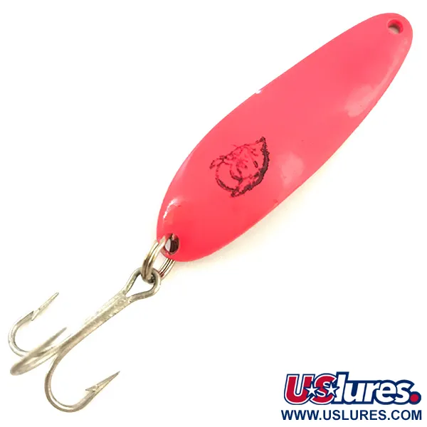 Vintage  Eppinger Dardevle Cop-E-Cat 7300 UV, 1/3oz Fluorescent Pink / Nickel UV Glow in UV light, Fluorescent fishing spoon #5123