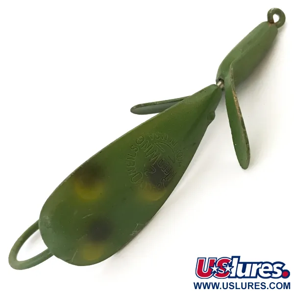 Vintage  Johnnie O'Neil Weedless Weed Wing Jonny ONeils, 1/3oz Frog fishing spoon #5124