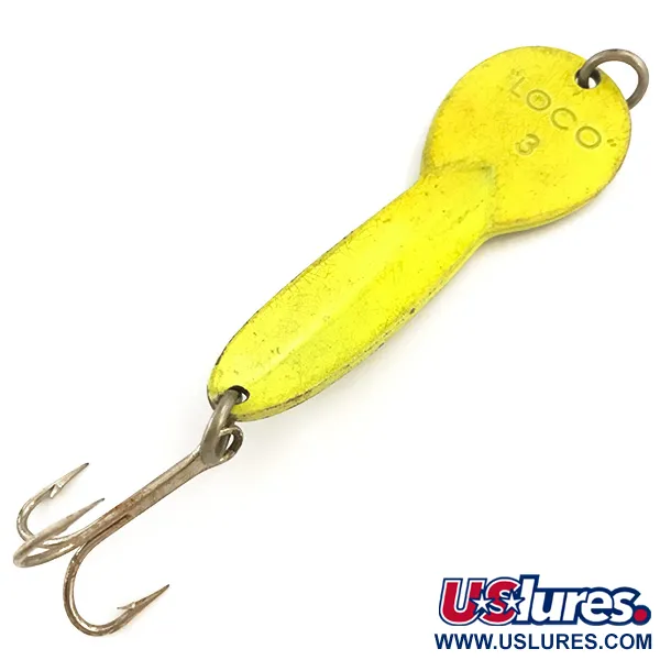 Vintage   Glen Evans Loco 3 UV, 3/5oz Yellow / Hologram UV  Glow in UV light, Fluorescent fishing spoon #5125