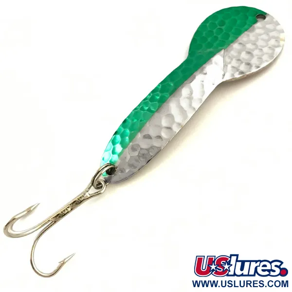  Acme Dazzler #3, 1/2oz Hammered Nickel / Green fishing spoon #5126