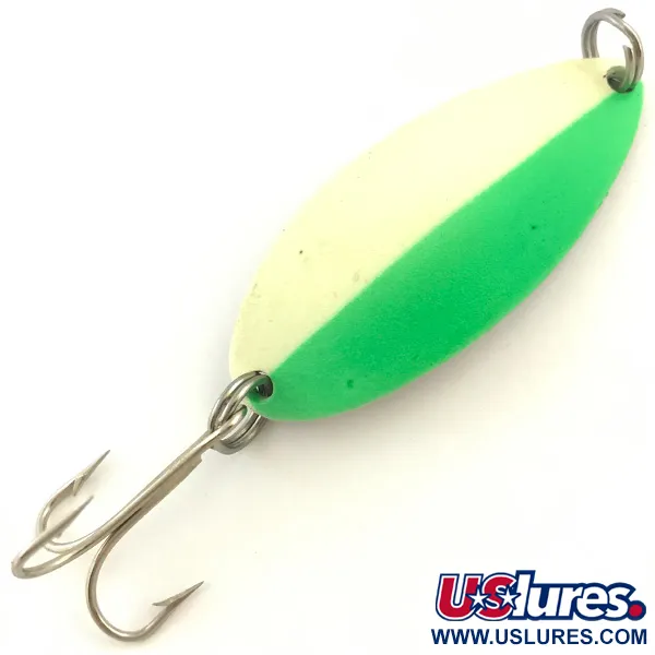 Vintage  Seneca Little Cleo (Hula Girl), 2/3oz White / Green / Nickel fishing spoon #5144