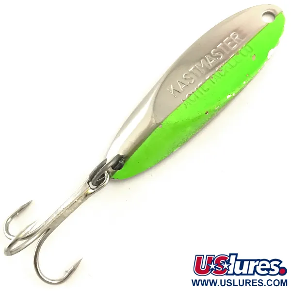 Vintage  Acme Kastmaster , 3/8oz Nickel / Fluorescent Green fishing spoon #5154