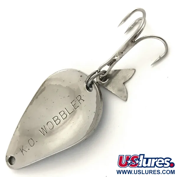 Vintage  Acme K.O. Wobbler, 1/2oz Nickel / Blue fishing spoon #5156