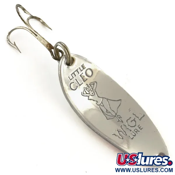 Vintage  Seneca Little Cleo (Hula Girl), 1/3oz White Pearl / Red / Nickel fishing spoon #5160