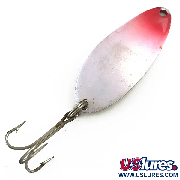 Vintage  Seneca Little Cleo (Hula Girl), 1/3oz White Pearl / Red / Nickel fishing spoon #5160