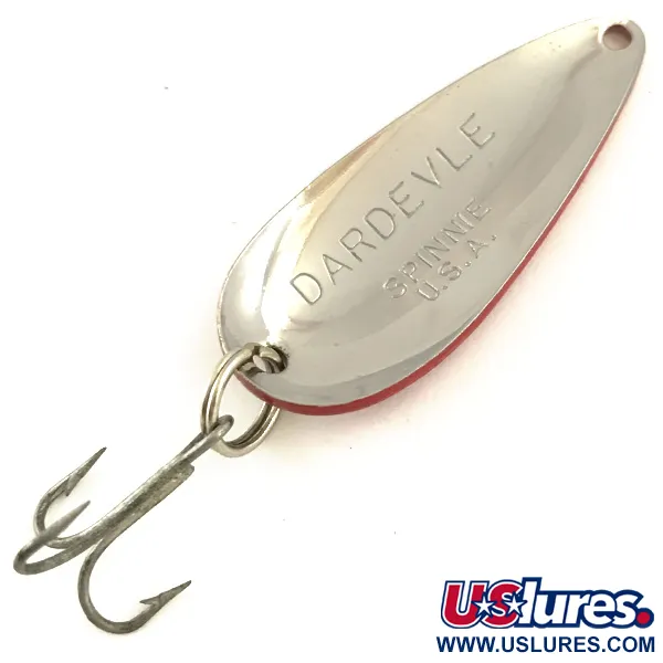 Vintage  Eppinger Dardevle Spinnie, 1/3oz Red / White / Nickel fishing spoon #5162