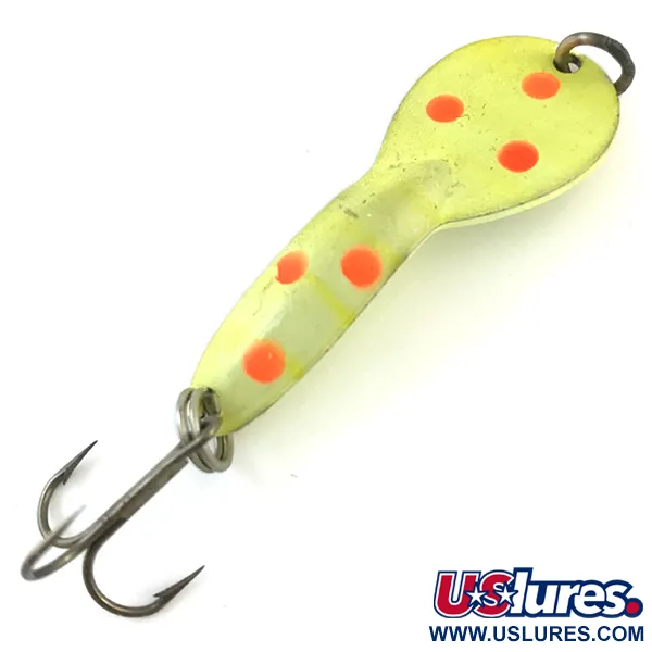 Vintage   Loco 2 Glen Evans UV, 1/4oz Yellow / Red / Nickel fishing spoon #5173