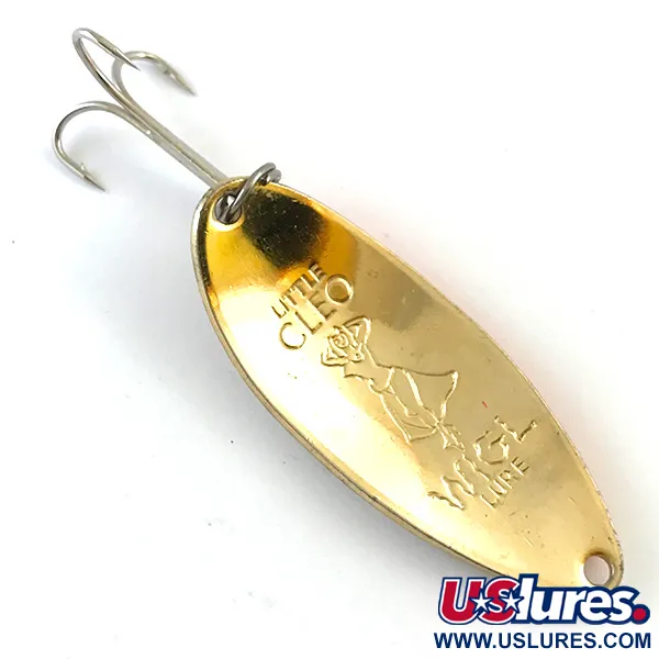 Vintage  Seneca Little Cleo (Hula Girl), 1/2oz Gold / Orange fishing spoon #5177
