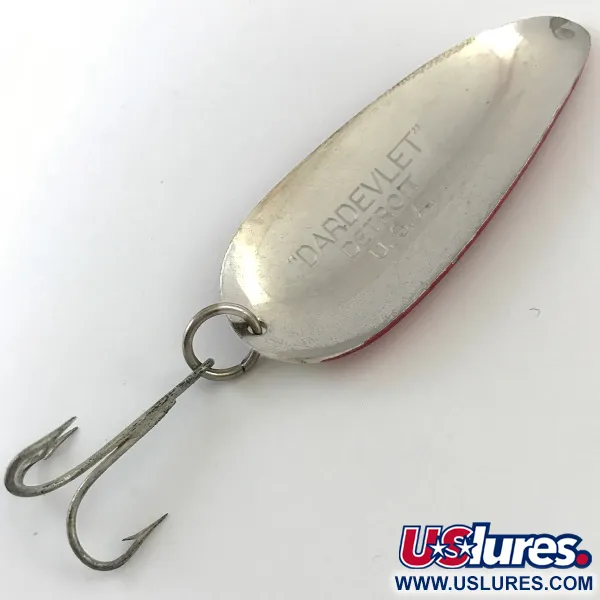 Vintage  Eppinger Dardevle Dardevlet , 3/4oz Red / White / Nickel fishing spoon #5181
