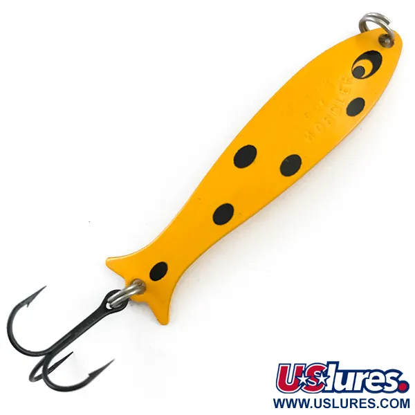 Vintage  Williams Mooselook wobbler, 3/16oz Yellow / Black fishing spoon #5184