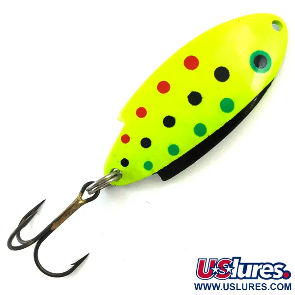 Vintage   Thomas Buoyant UV, 1/4oz Chartreuse / White UV Glow in UV light, Fluorescent fishing spoon #5186