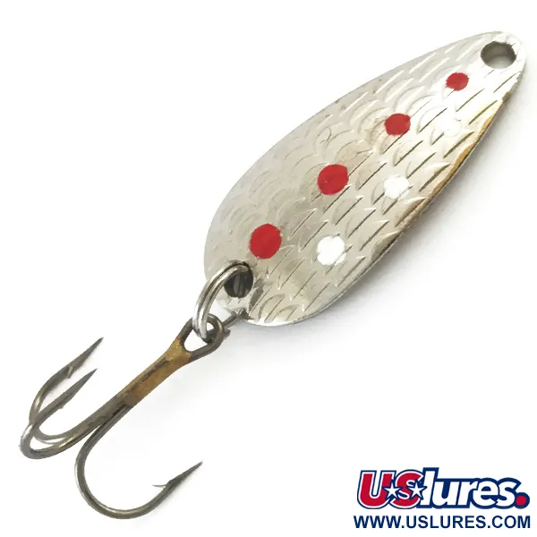 Vintage   Thomas Cyclone, 1/8oz Hammered Silver / Red fishing spoon #5187
