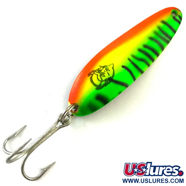 Vintage  Eppinger Dardevle Cop-E-Cat 7300 UV, 1/3oz Fire Tiger UV Glow in UV light, Fluorescent fishing spoon #5190