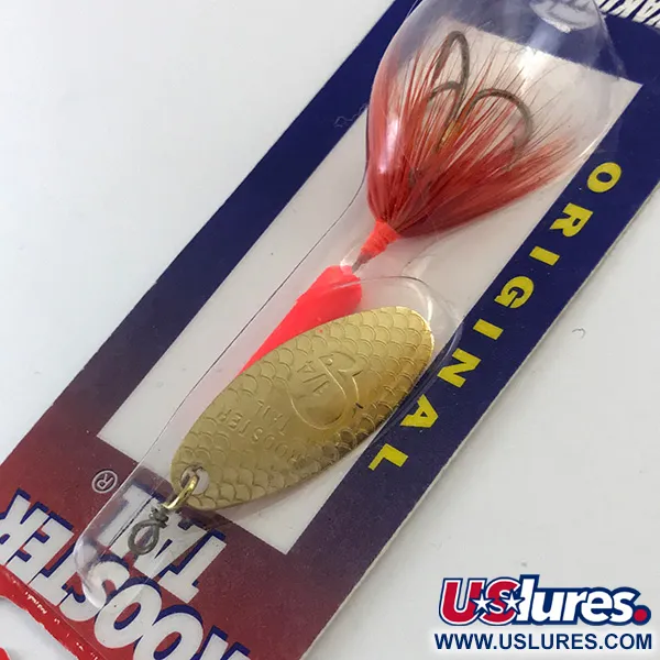  Yakima Bait Worden’s Original Rooster Tail, 1/4oz Gold / Red UV Glow in UV light, Fluorescent fishing spoon #5794