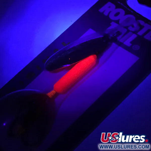  Yakima Bait Worden’s Original Rooster Tail, 1/4oz Gold / Red UV Glow in UV light, Fluorescent fishing spoon #5794
