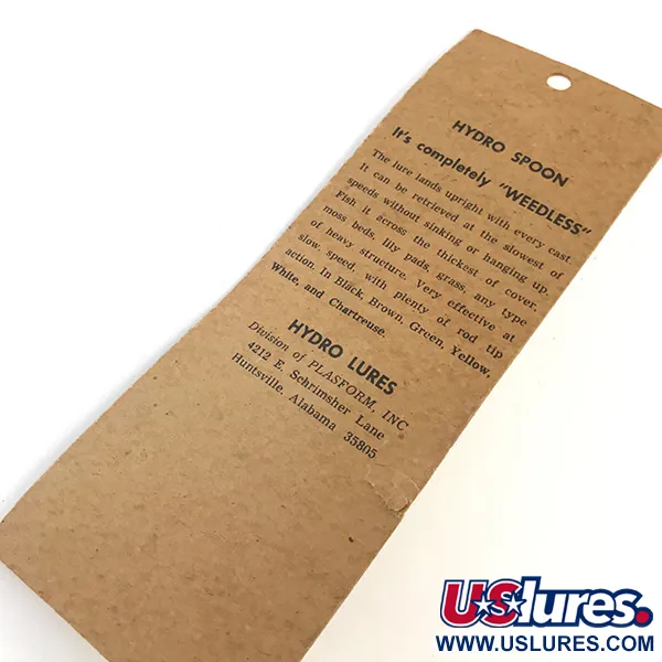  Hydro Lures Weedless Hydro Spoon UV, 1/2oz White / Green fishing spoon #5197