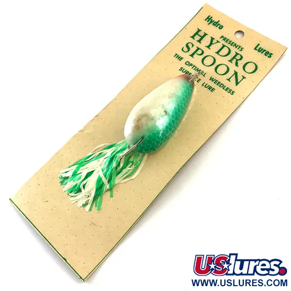 Hydro Lures Weedless Hydro Spoon UV, 1/2oz White / Green fishing spoon #5197