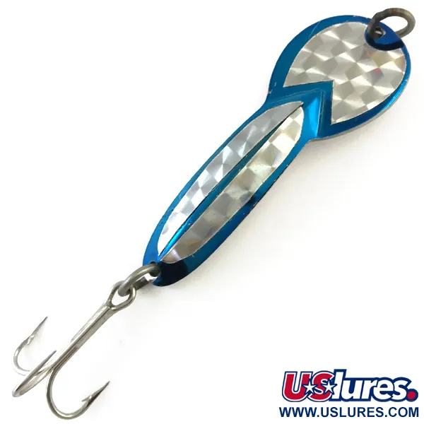 Vintage   Glen Evans Loco 3, 3/5oz Nickel / Blue / Hologram fishing spoon #5201