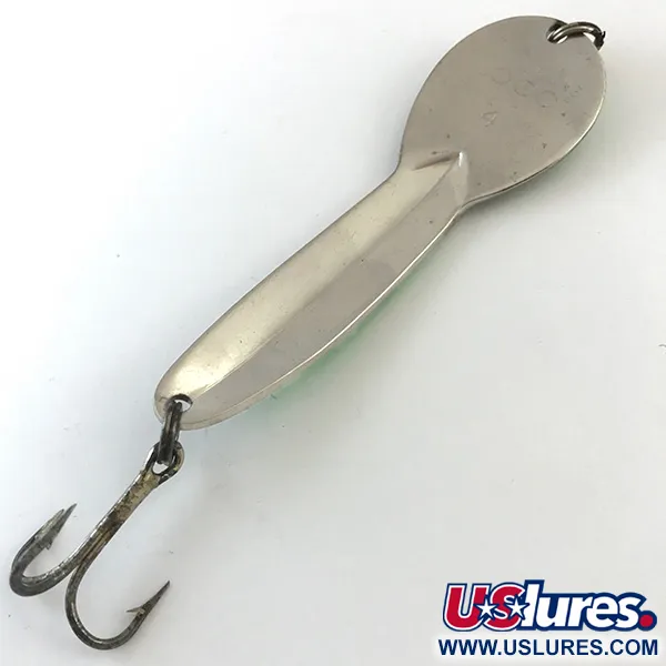 Vintage   Glen Evans Loco 4., 3/4oz Nickel / Green Hologram fishing spoon #5202