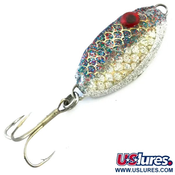 Vintage   Bomber Slab Spoon, 2/3oz White / Red / Gold fishing spoon #5209