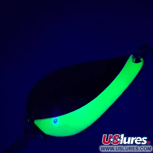 Vintage  Acme K.O. Wobbler UV, 3/4oz Nickel / Green fishing spoon #5216