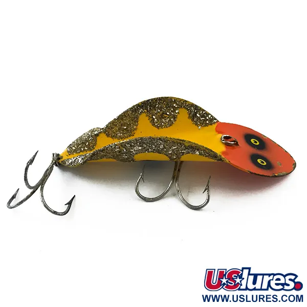 Vintage   Buck Perry Spoonplug, 3/4oz Yellow / Orange / Gray Glitter fishing spoon #5220