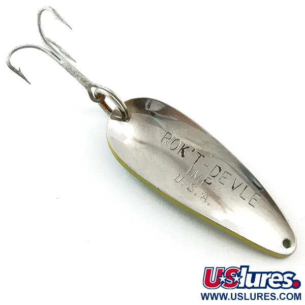 Vintage  Eppinger Dardevle Rok't Imp, 3/4oz Yellow / Green / Nickel fishing spoon #5222