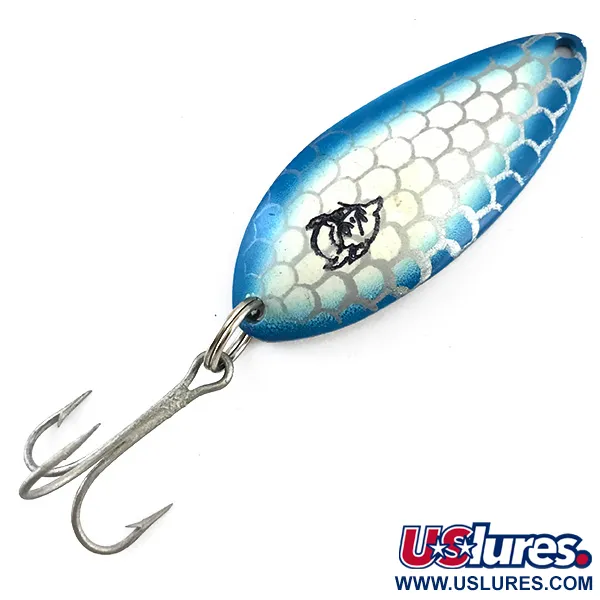 Vintage  Eppinger Dardevle Devle Dog 5400, 1/2oz White / Blue / Nickel fishing spoon #5224