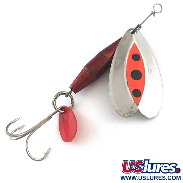Vintage  Luhr Jensen Les Davis Bolo UV, 1/2oz Nickel / Red fishing spoon #5256