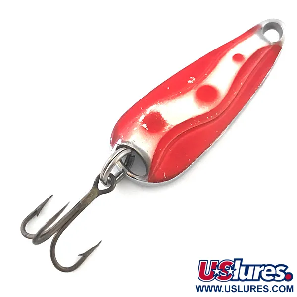 Vintage  Luhr Jensen Hot Shot W, 1/4oz Red / White / Nickel fishing spoon #5263