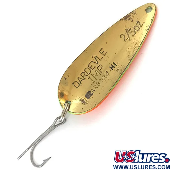 Vintage  Eppinger Dardevle Imp UV, 2/5oz Fire Tiger fishing spoon #5269