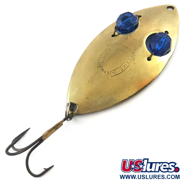 Vintage   Lucky Strike Gold Red Flash, 3/4oz Gold / Blue fishing spoon #5273