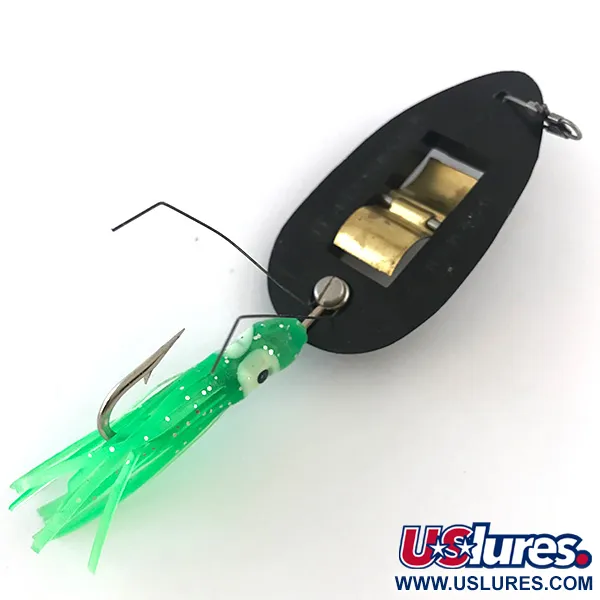 Vintage   Weedless Norman Weedwalker, 1/2oz Black / Green fishing spoon #5274