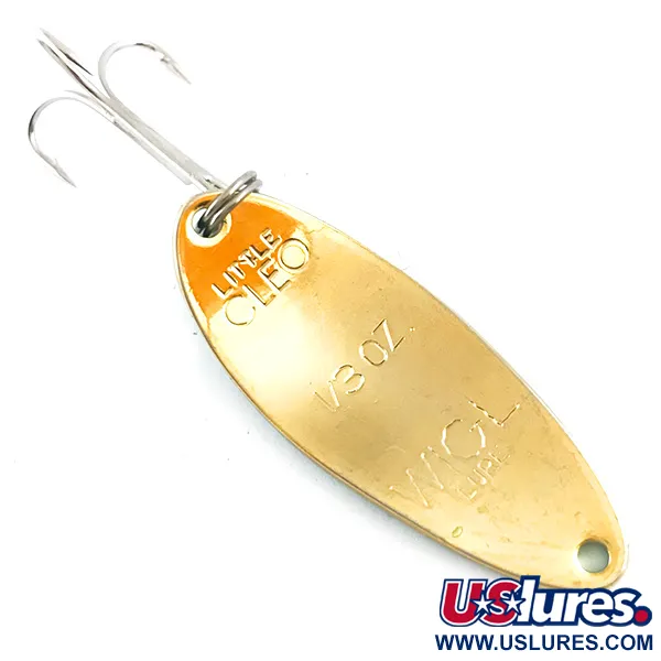 Vintage   Acme Little Cleo, 1/3oz Green Metallic / Gold fishing spoon #5296