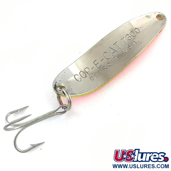 Vintage  Eppinger Dardevle Cop-E-Cat 7300 UV, 1/3oz Yellow / Orange fishing spoon #5308