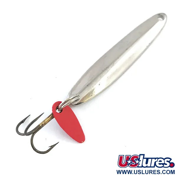 Vintage   Bay de Noc Swedish pimple, 3/16oz Nickel / Red fishing spoon #5313