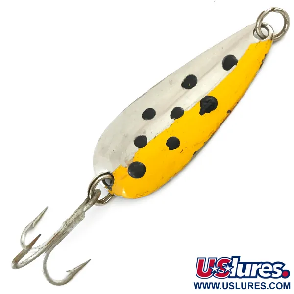 Vintage   Worth, 1/3oz Nickel / Yellow / Black fishing spoon #5339