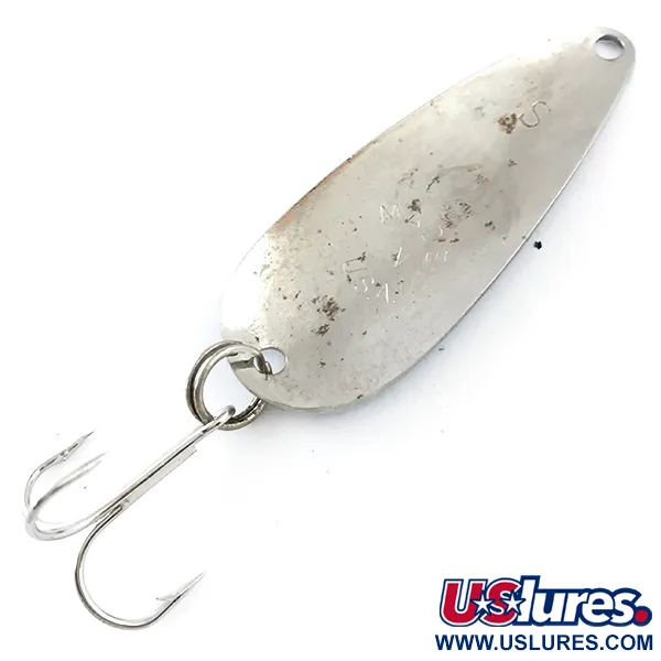 Vintage  Worth Chippewa Steel Spoon, 1/3oz Nickel / Blue fishing spoon #5340