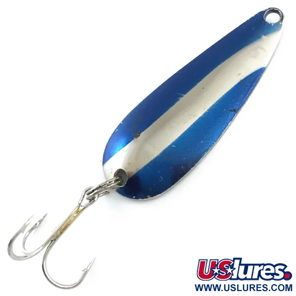 Vintage  Worth Chippewa Steel Spoon, 1/3oz Nickel / Blue fishing spoon #5340