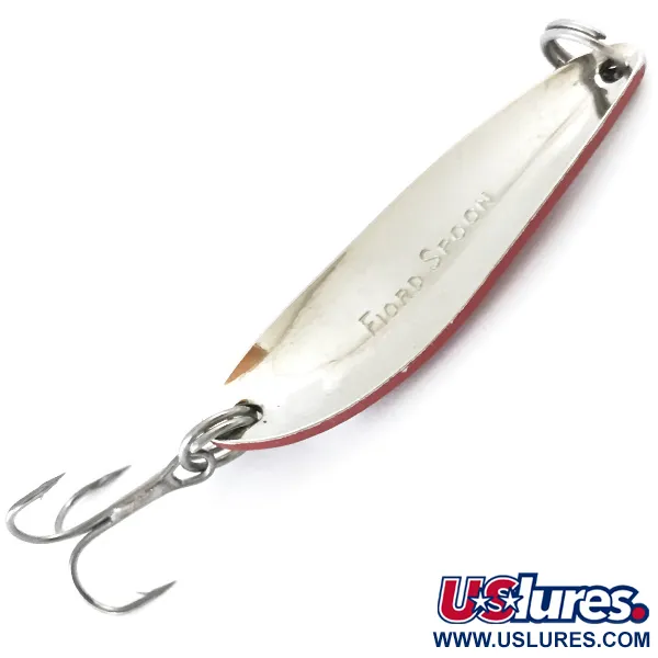 Vintage  Acme Fiord Spoon, 1/4oz Red / White / Nickel fishing spoon #5342